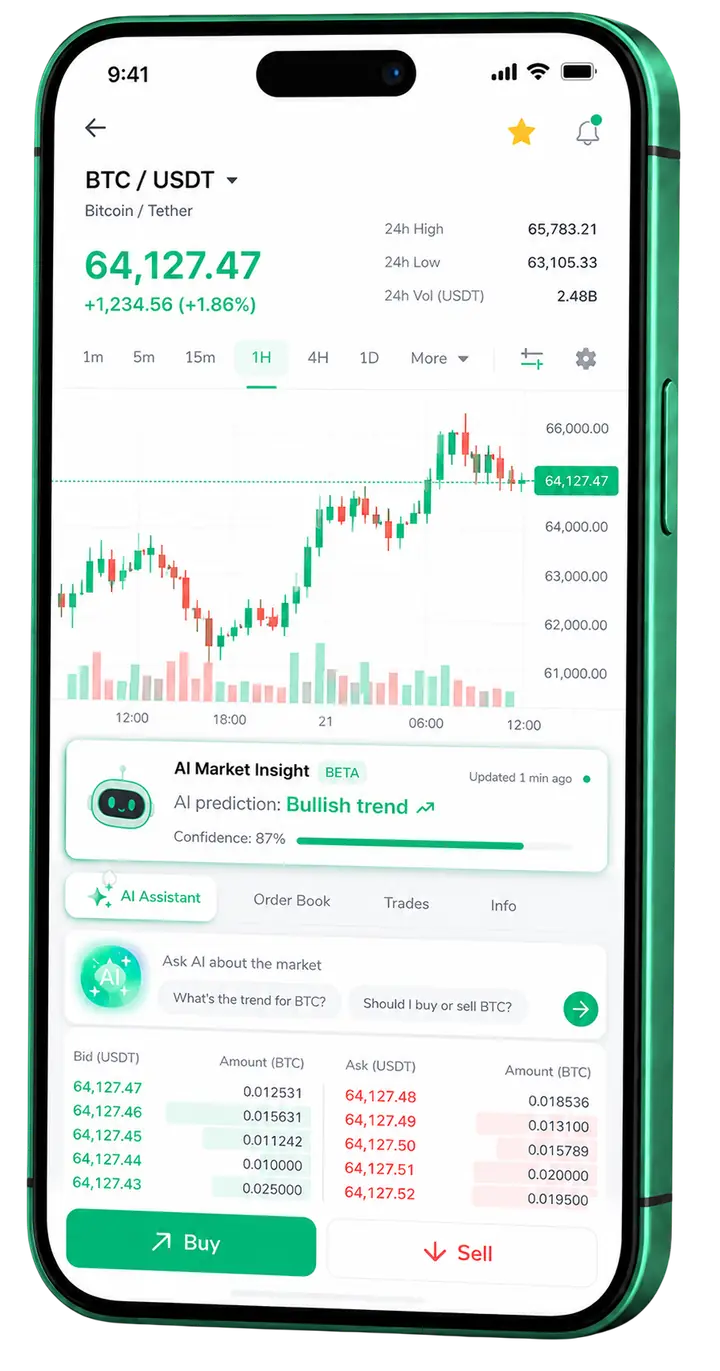 Xavista GPT — app móvil Pantalla móvil de trading en Xavista GPT